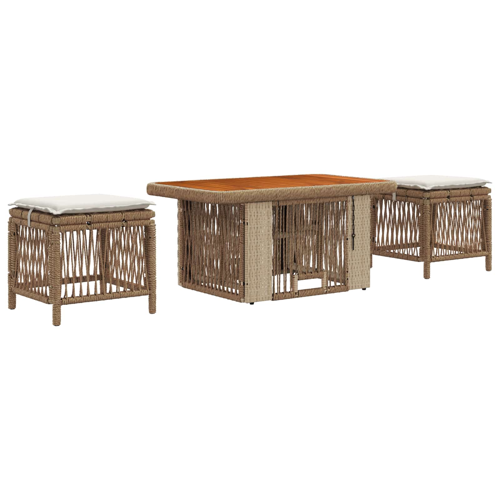 Garten Essgruppe 3 Stk. Beige Und Creme Poly-rattan Vidaxl