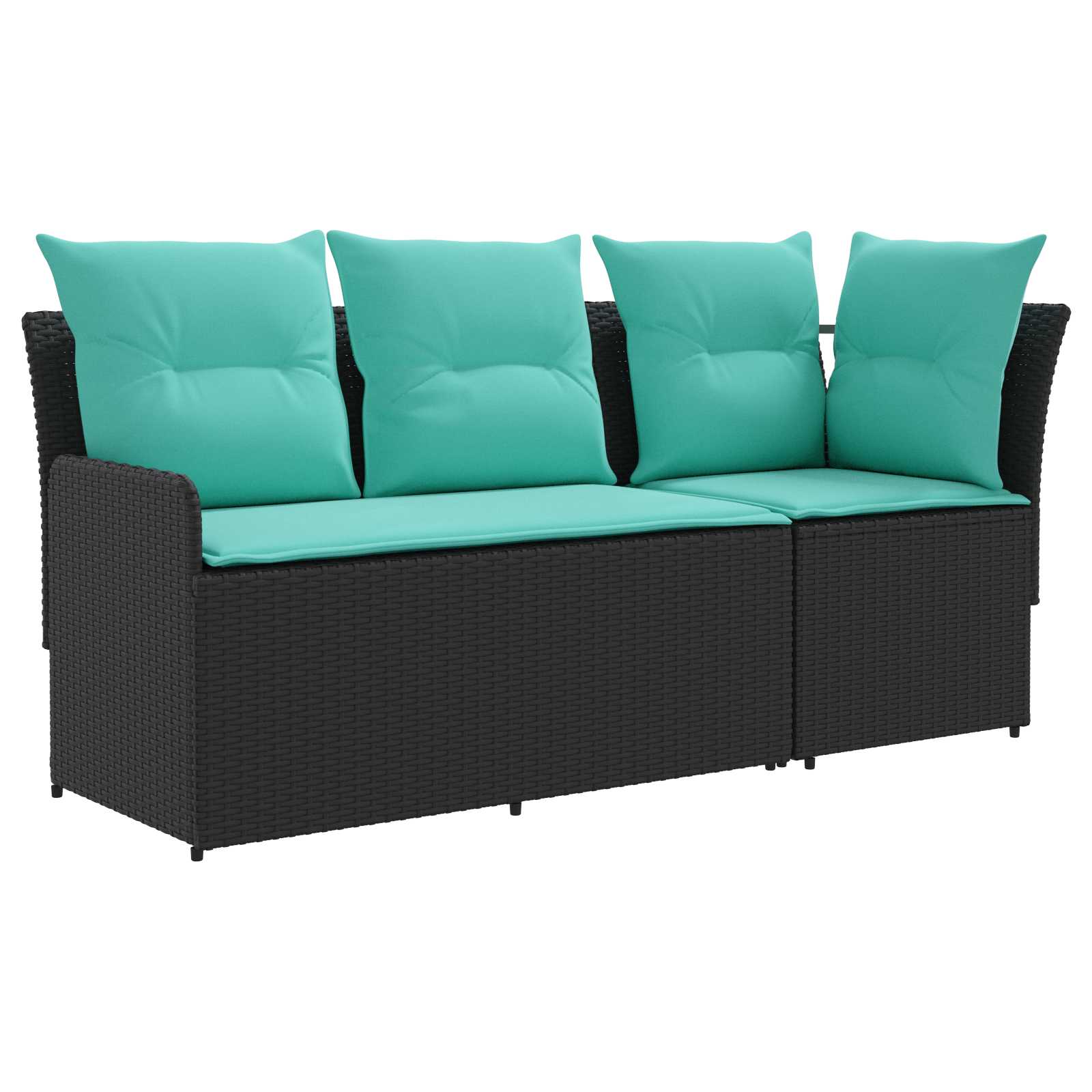2 Stk. Gartenarmsessel Mit Ecksofa Pe-rattan Schwarz Und Türkis Vidaxl