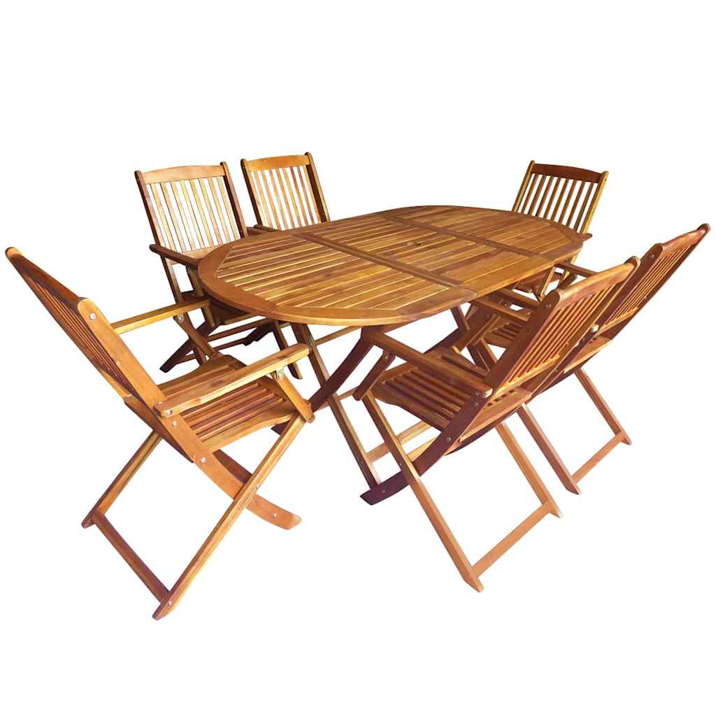 Outdoortisch-set 7 Stk. Braun Massivholz Eukalyptus Vidaxl