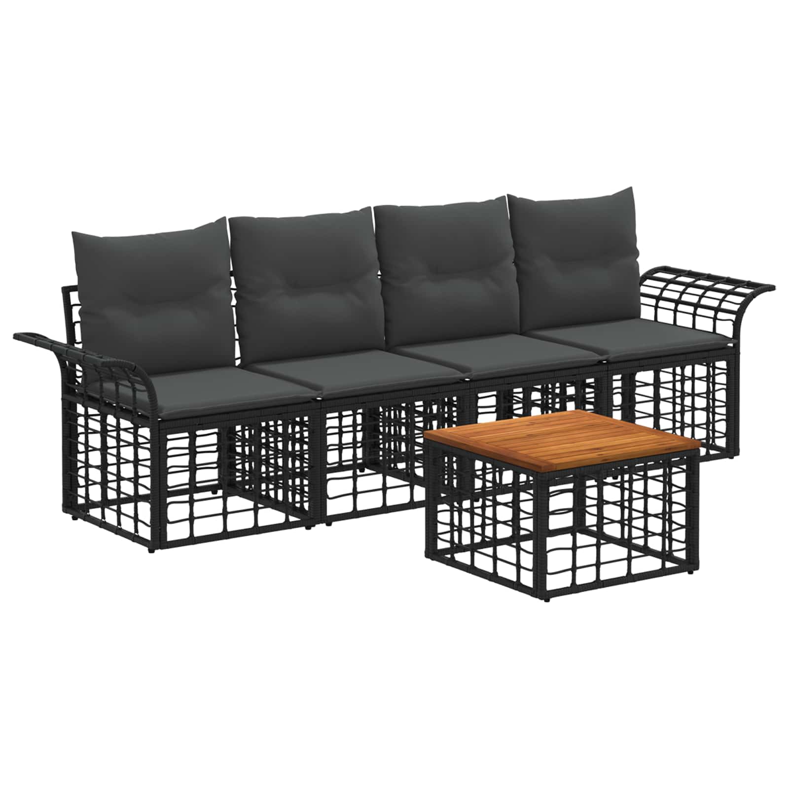 Outdoor-sofagarnitur 5 Stk. Schwarz Und Dunkelgrau Polyester Vidaxl