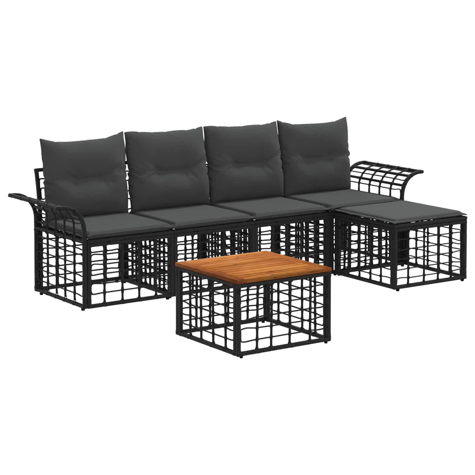 Outdoor-sofagarnitur 6 Stk. Schwarz Und Dunkelgrau Polyester Vidaxl