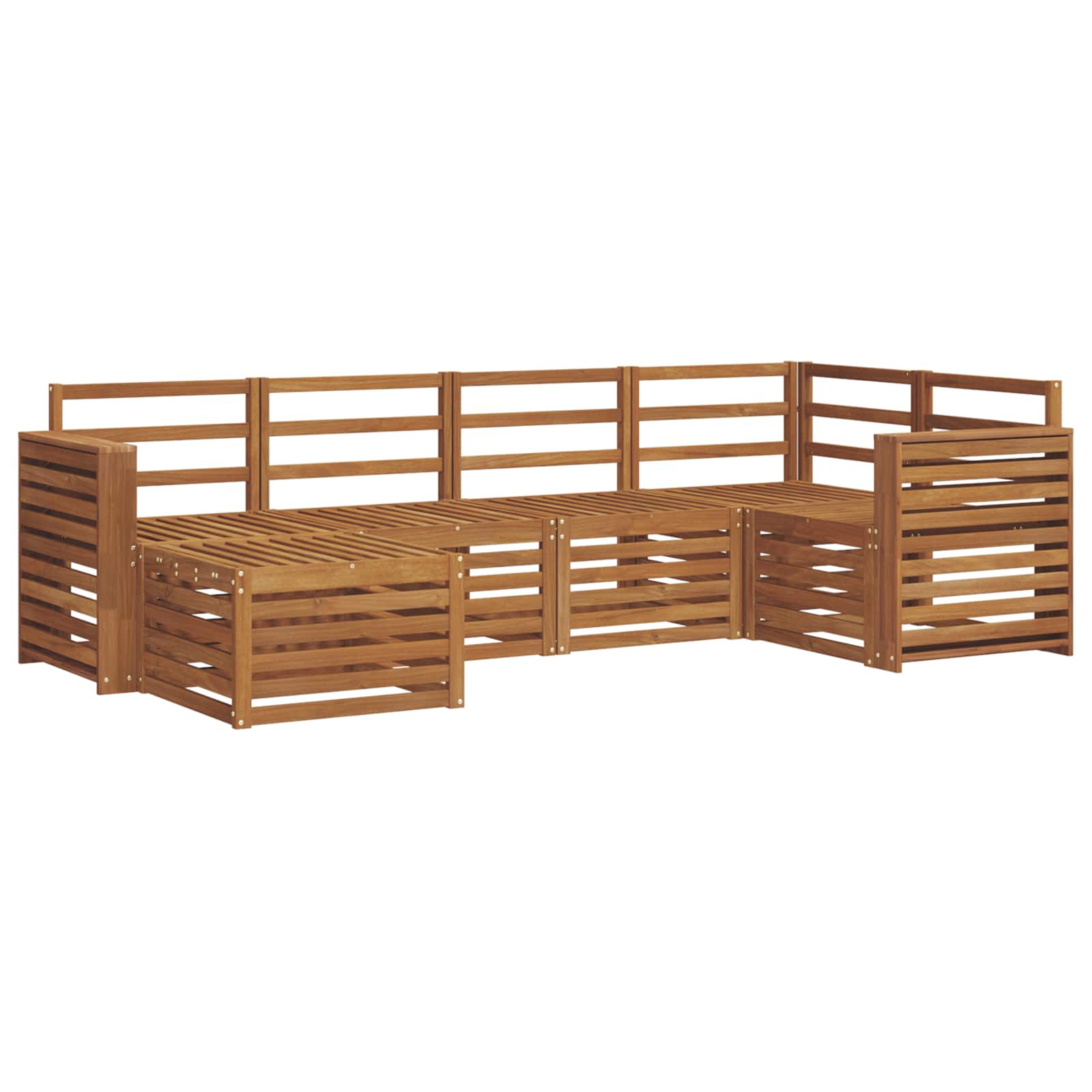 Vidaxl Outdoor Sofa Set 6 Pcs Natural Solid Acacia Wood