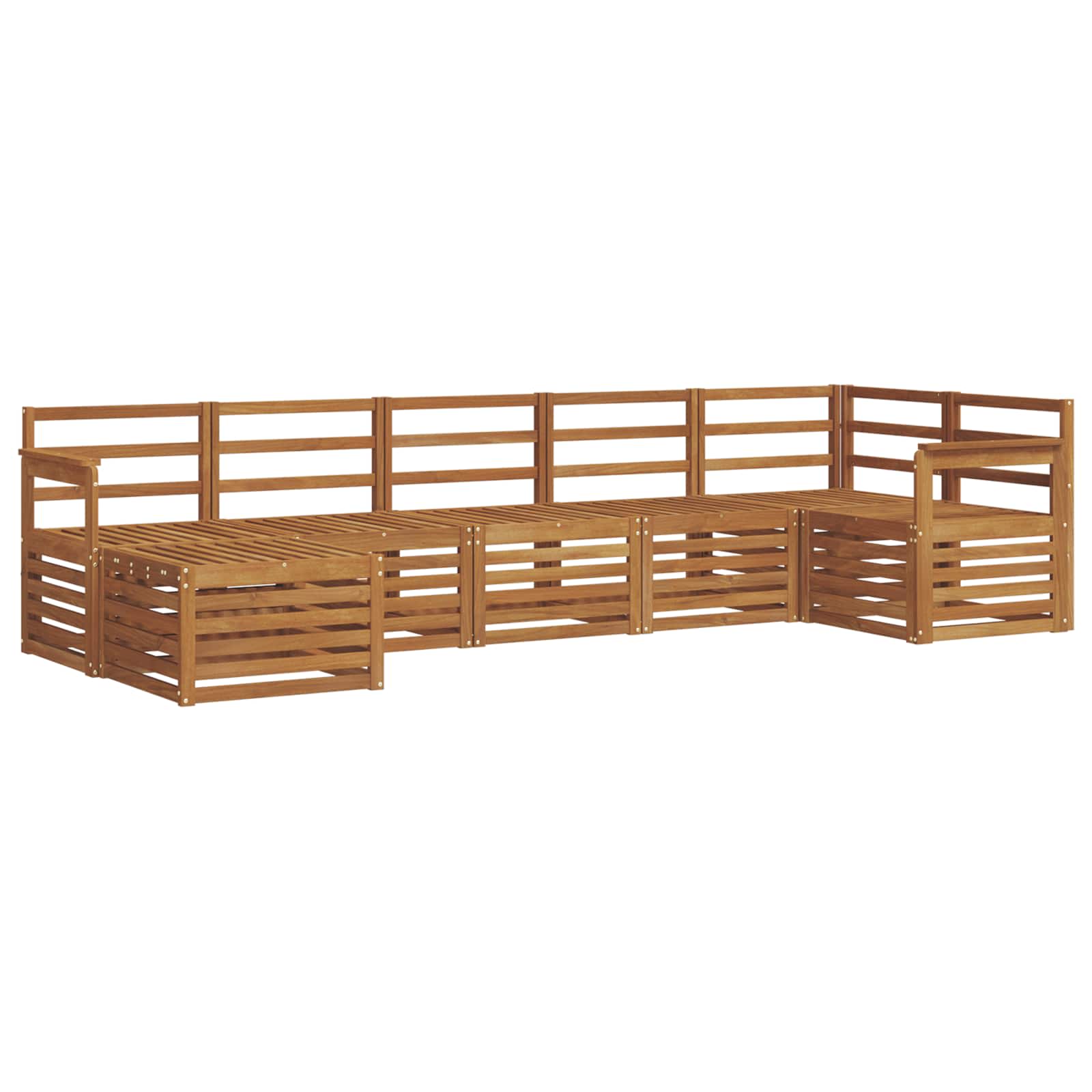 Vidaxl Outdoor Sofa Set 7 Pcs Natural Solid Acacia Wood