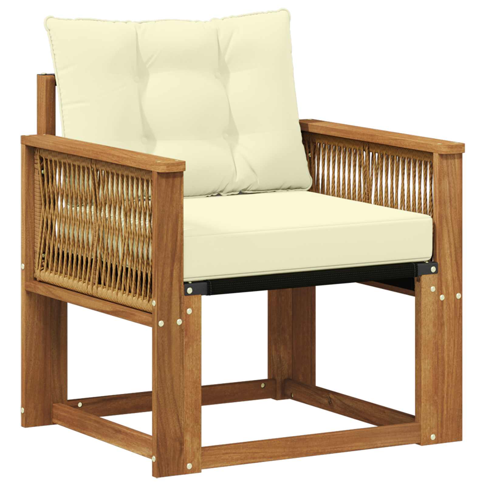 Outdoor Mittelsofa Massives Akazienholz Und Textilene Natur Vidaxl