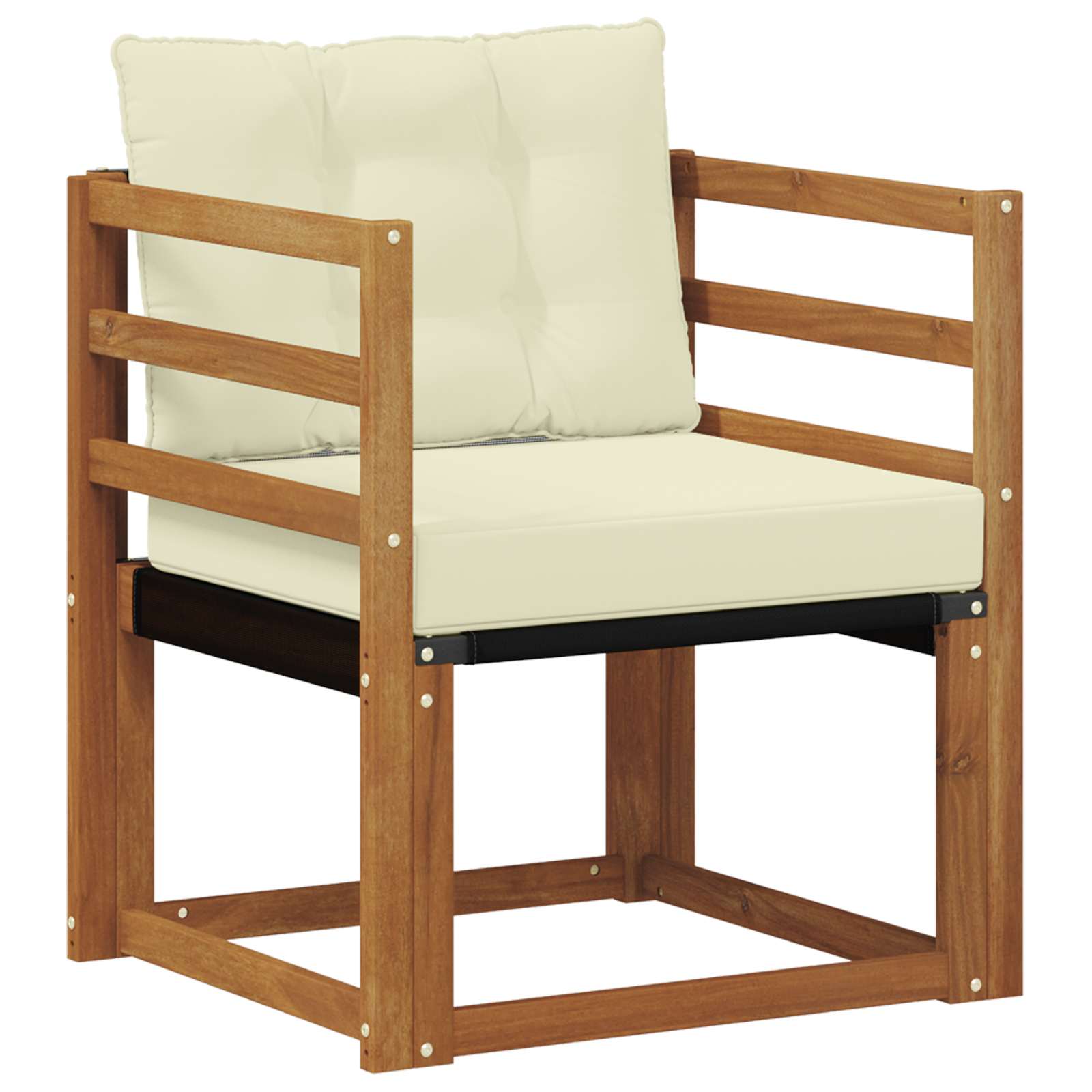 Outdoor-sofa Massivholz Akazie Natur Und Creme Vidaxl