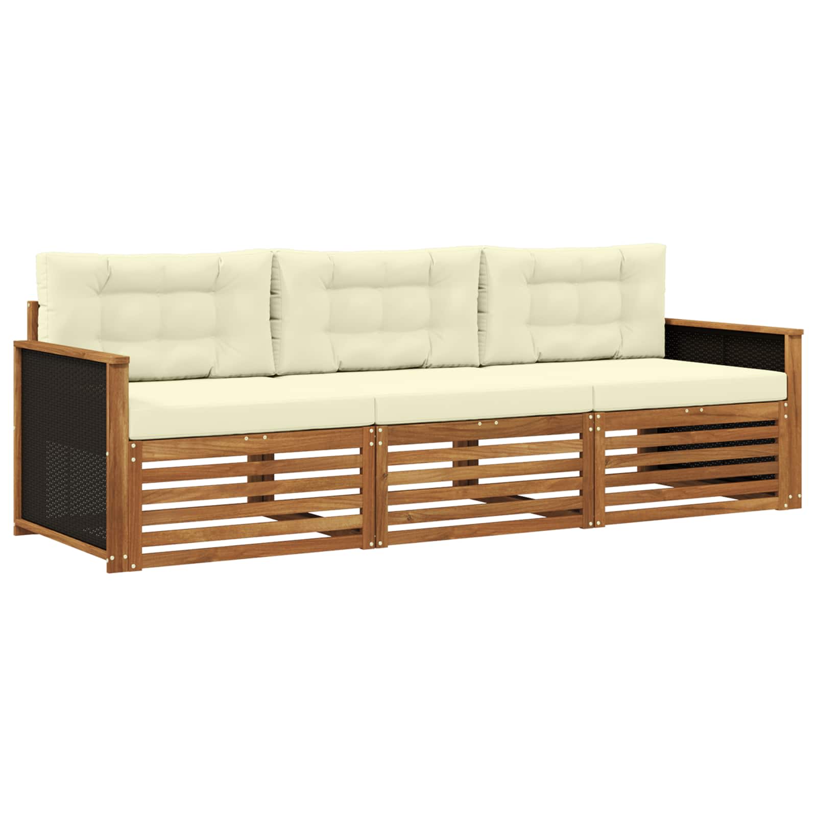 Outdoor-sofagarnitur 3 Stk. Natur Und Creme Polyester Vidaxl
