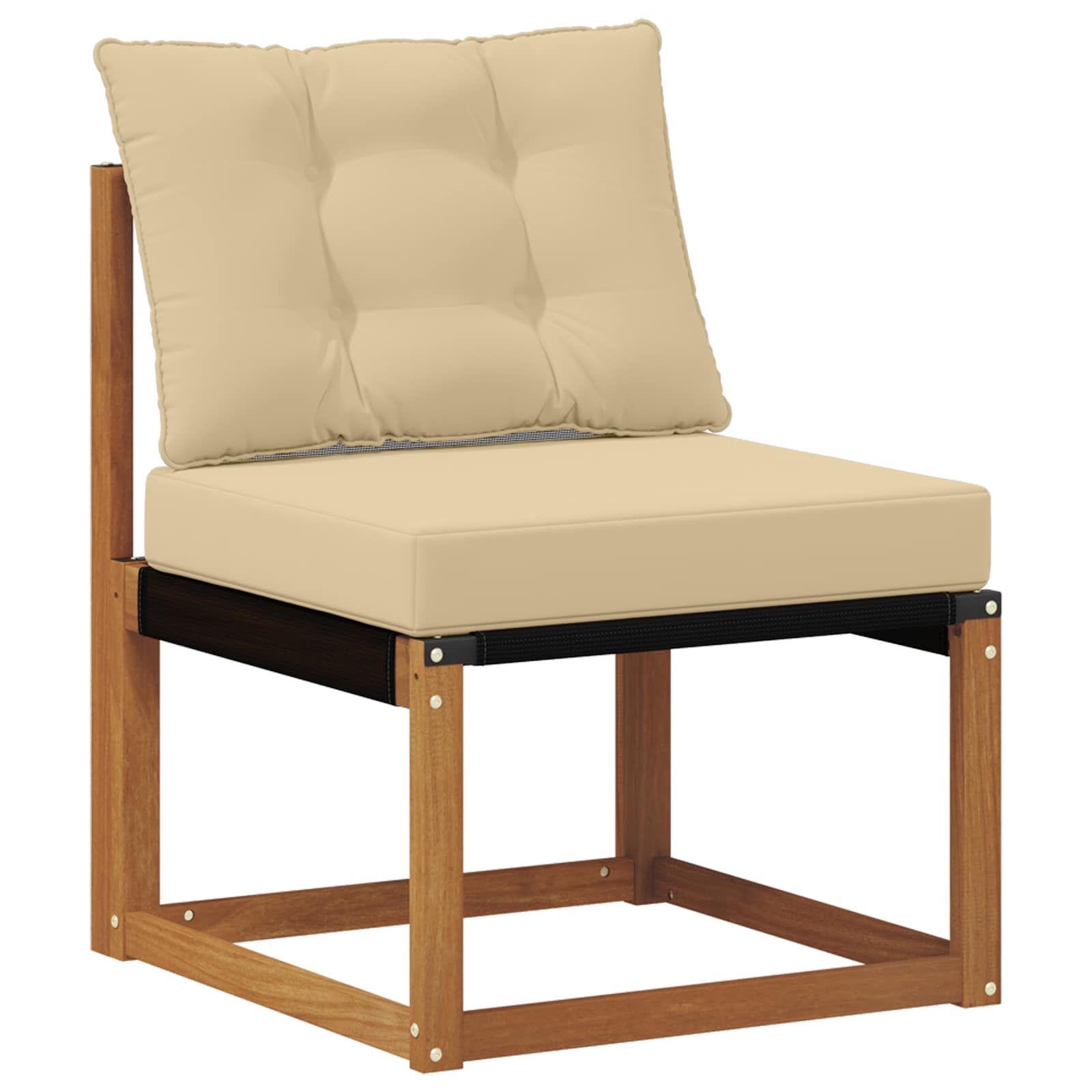 Outdoor Mittelsofa Massivholz Akazie Und Textilene Stoff Natur Vidaxl