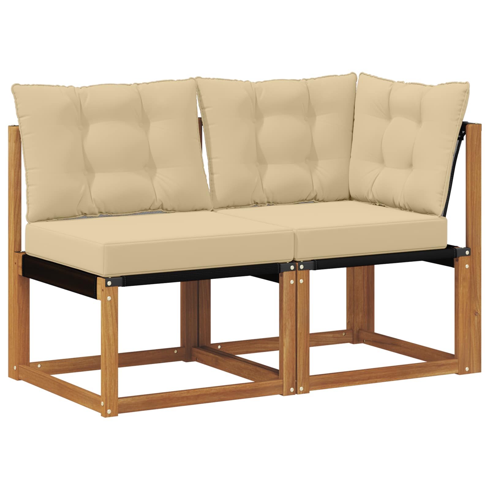 2 Stk. Outdoor Mittel- Und Ecksofa Natur Vidaxl