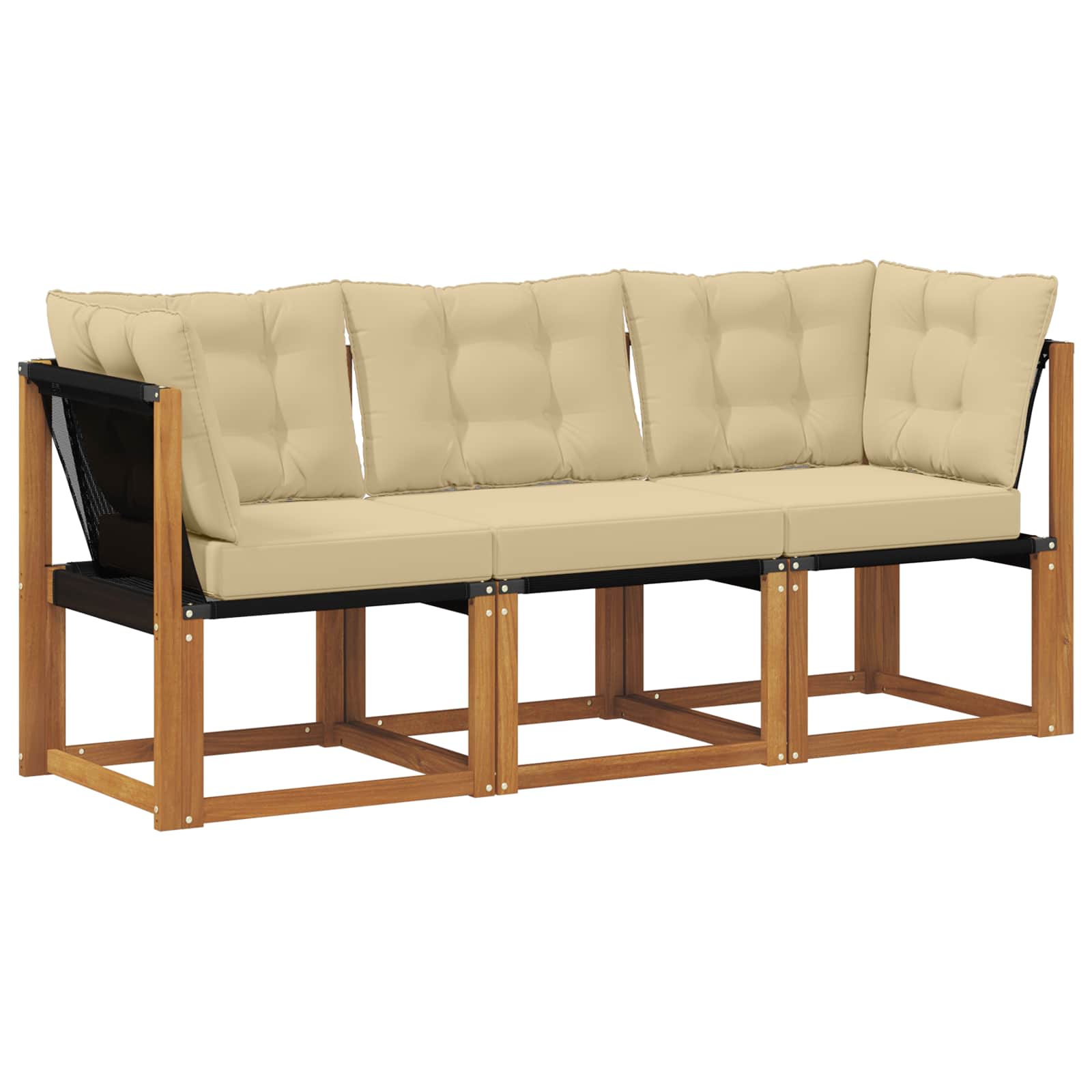 3 Stk. Outdoor Mittel- Und Ecksofa Natur Vidaxl