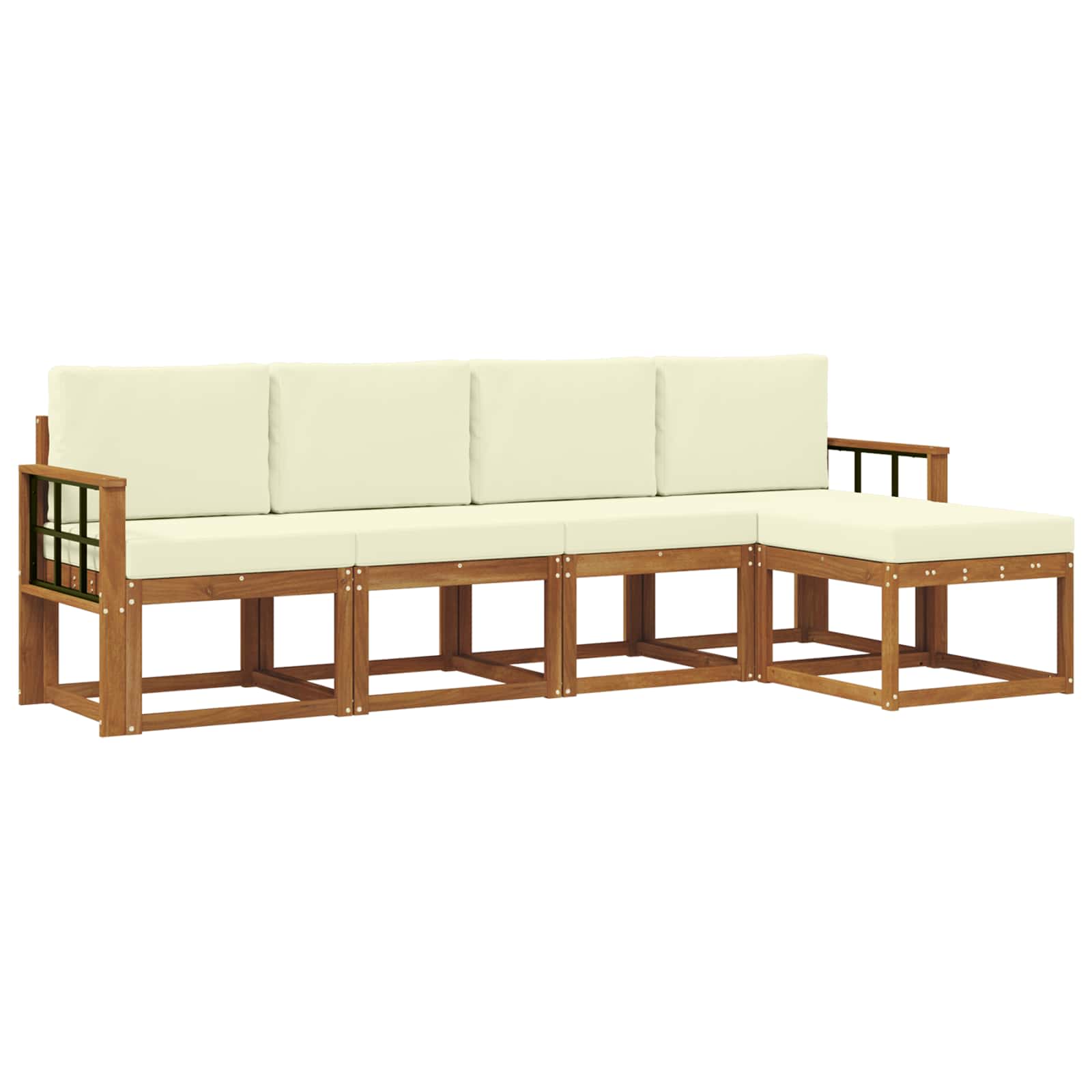 Outdoor-sofagarnitur 5 Stk. Natur Und Creme Vidaxl