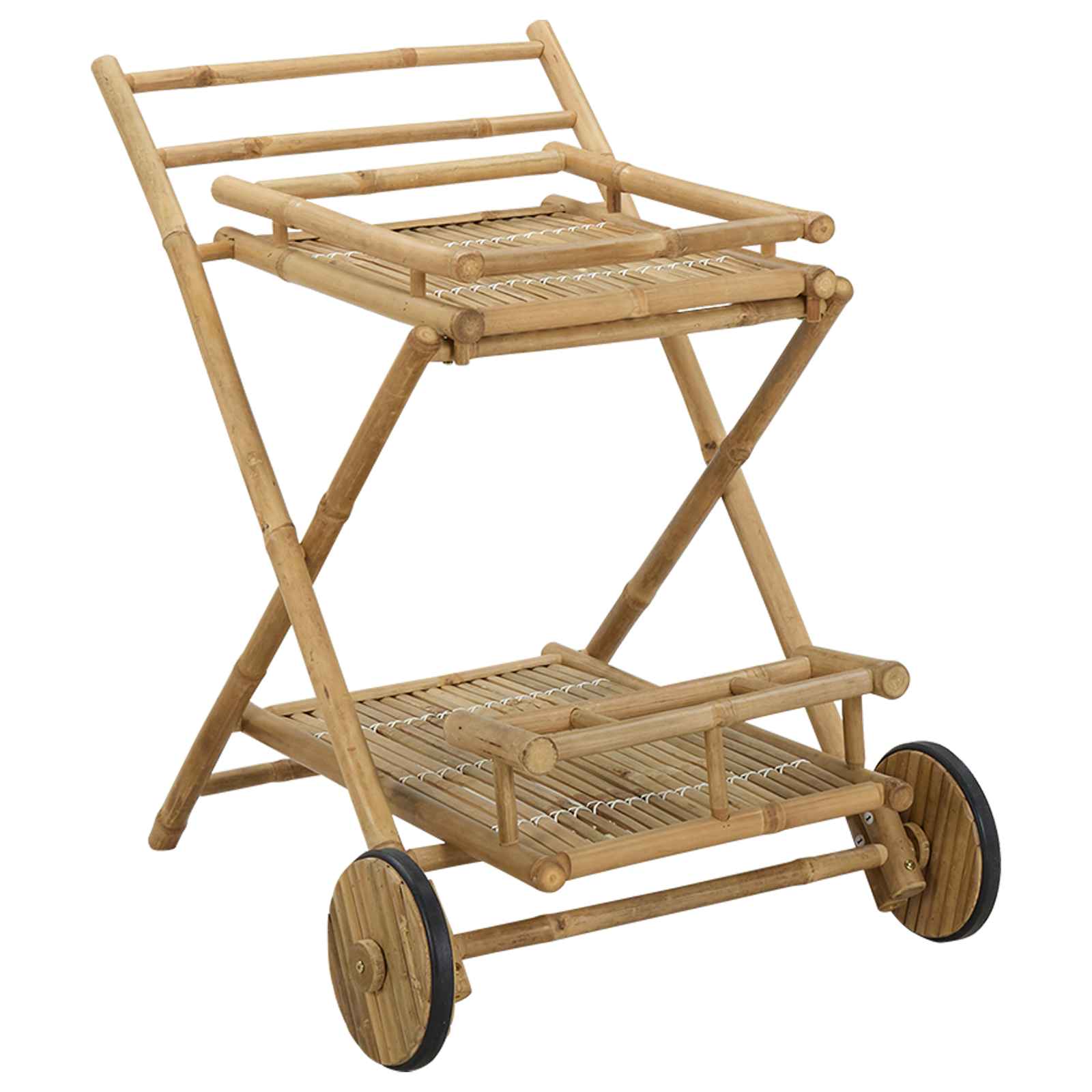 Servierwagen Mit Rädern Natur 79 X 67,5 X 84 Cm Bambus Vidaxl