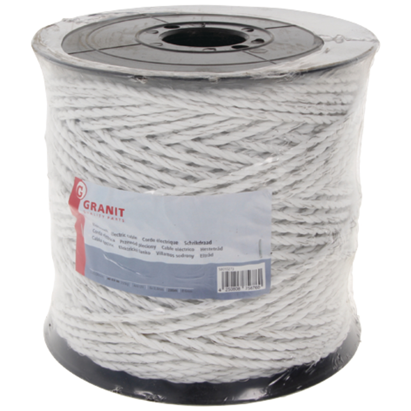 Geflochtenes Kabel, Weiß, Pp, 200 M, 2 Ω/m, 1 Rolle