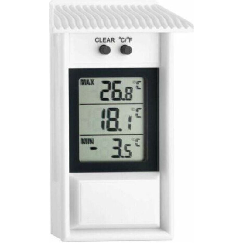 Thermomètre Numérique Maxima-minima, Résistant Aux Intempéries, Convient À Une Utilisation Intérieure Et Extérieure, Blanc