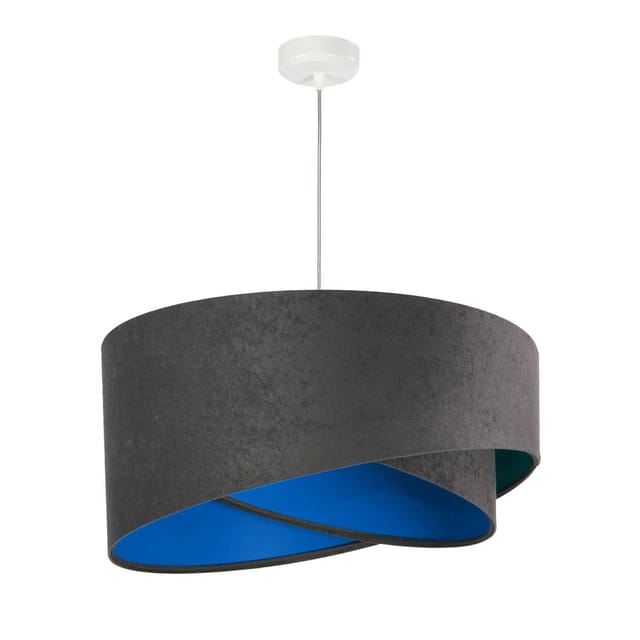 Licht-erlebnisse - Trendy Pendelleuchte Stoff Grau Blau 50 Cm Rund E27 Wohnzimmer Schlafzimmer