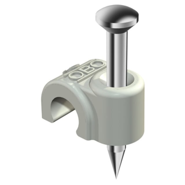 Obo - 100 Stück Iso-nagel-clip Typ 2004, Mit Nagel, 2 X 25 Mm, Für Kabel-ø 6 Mm, Reinweiß