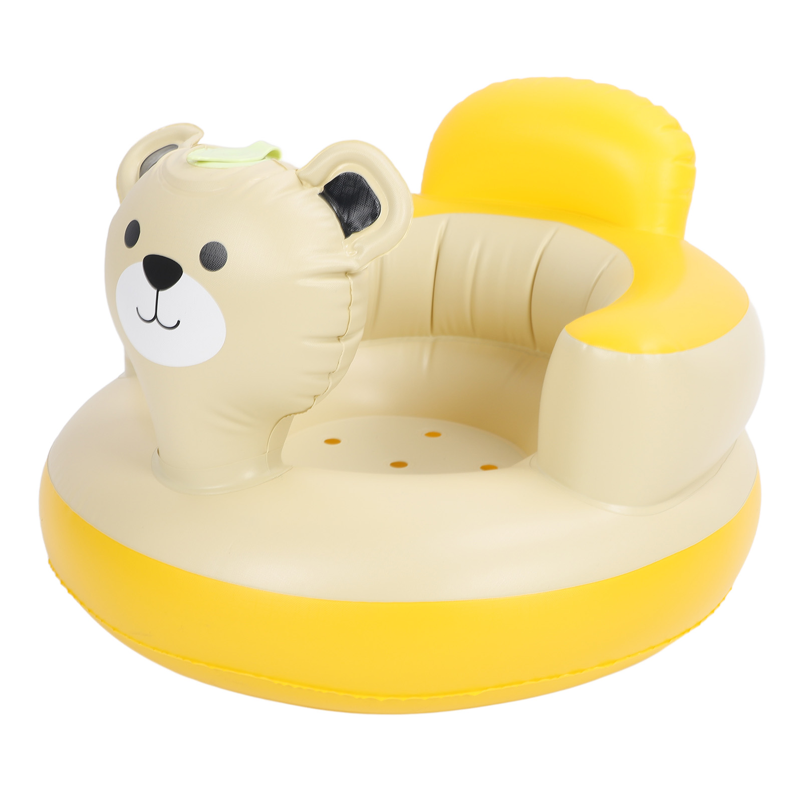 Aufblasbarer Babybadesitz Mit Integrierter Pumpe, Rückenlehne Mit Bärenmotiv, Duschstuhl Aus Pvc