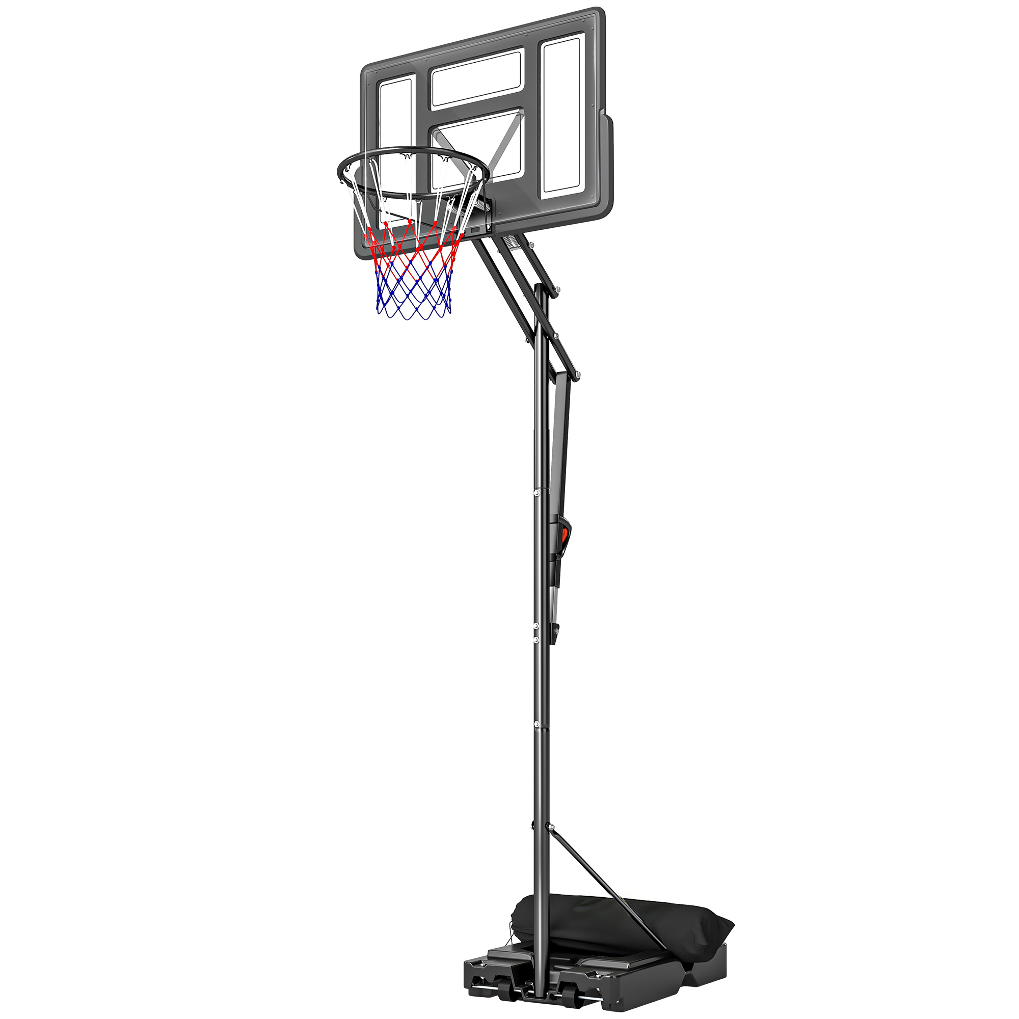 Outdoor-basketballkorb Mit Beschwertem Fuß Und Rollen, Stahl, Pe Und Pc, 120 X 120 X 370 Cm