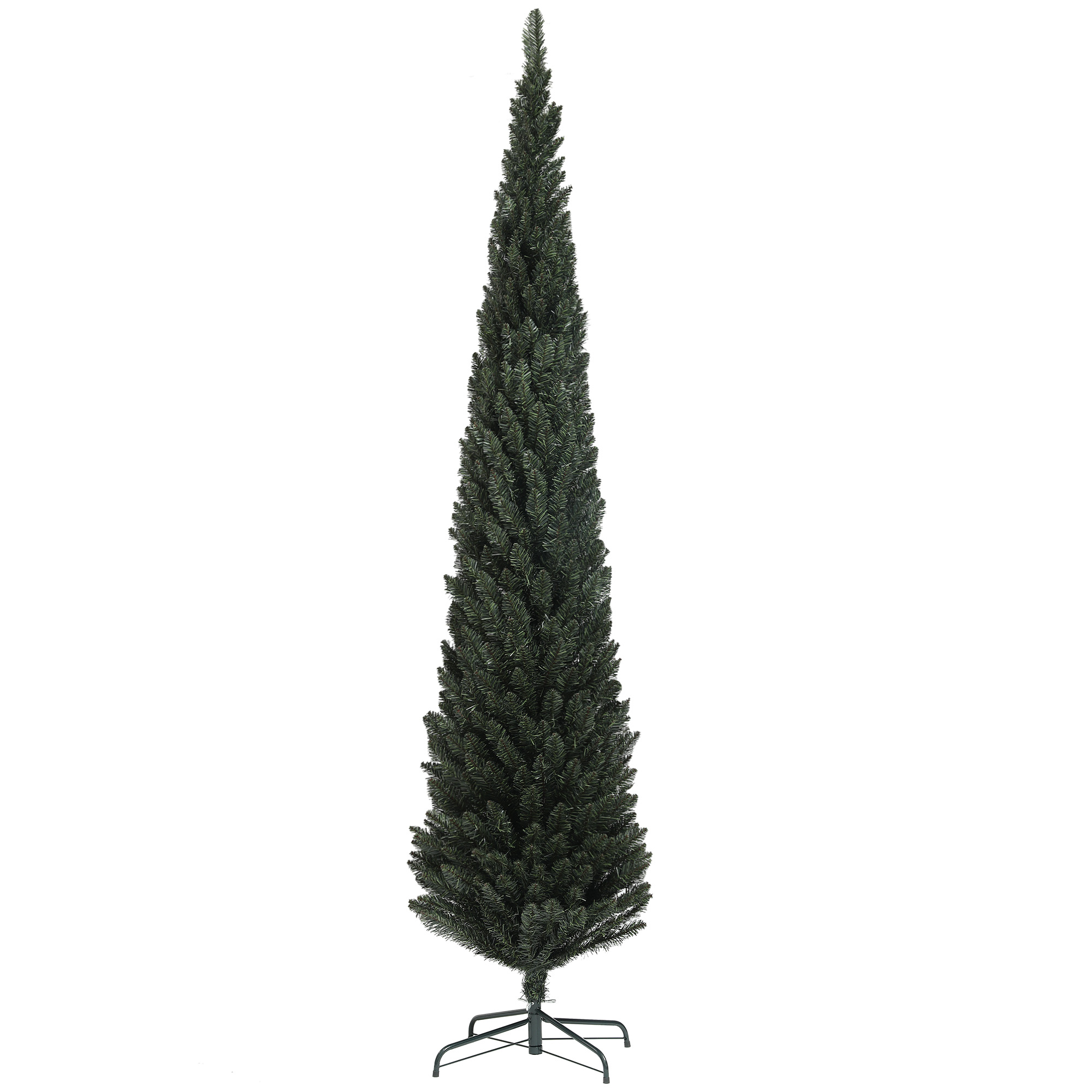 Schmaler 225 Cm Weihnachtsbaum, Platzsparendes Design, 538 Zweige, Stahlfuß Für Den Innenbereich, Grün