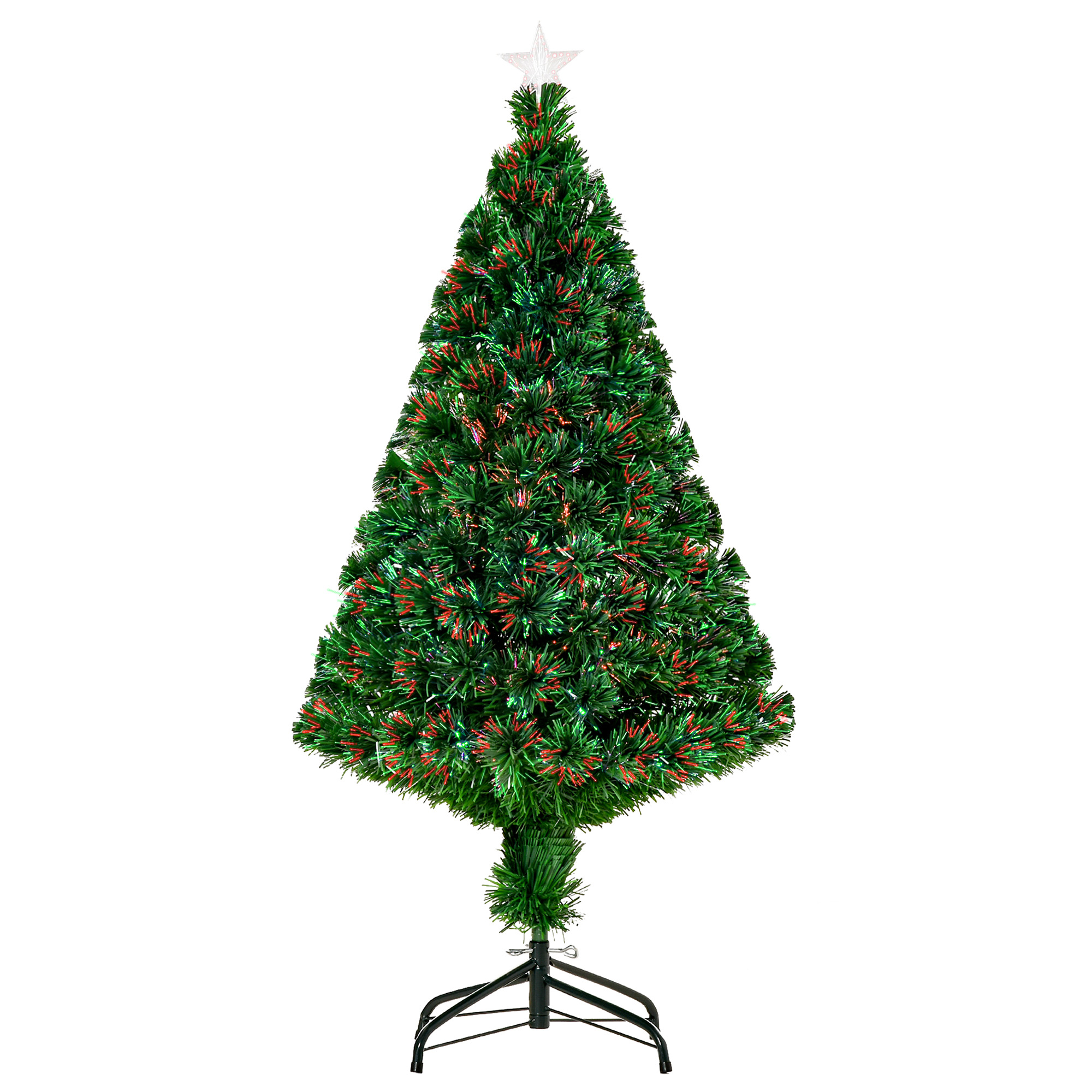 Künstlicher Weihnachtsbaum, 120 Cm, Mit Glasfaser- Und Led-beleuchtung, Beleuchteter Weihnachtsbaum Mit 130 Zweigen, Grün