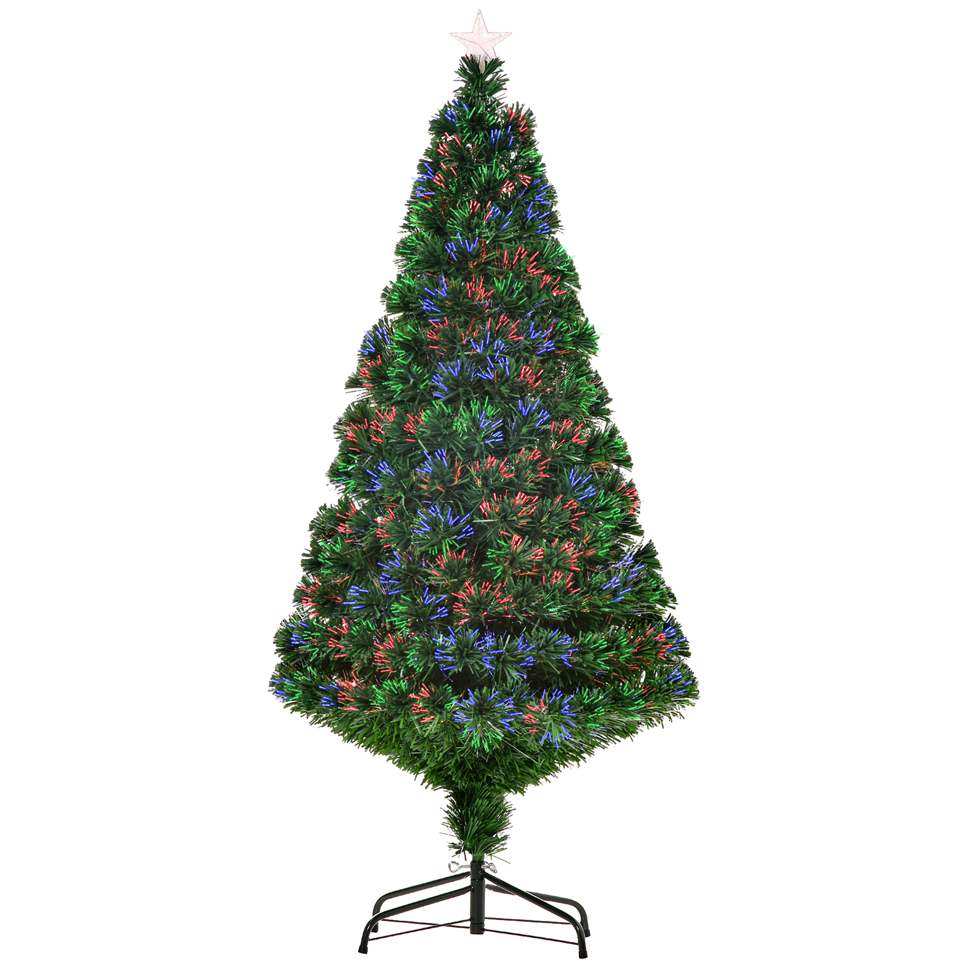 Künstlicher Weihnachtsbaum, 150 Cm Hoch, Mit Glasfaser- Und Led-beleuchtung, Beleuchtete Tanne Mit 180 Zweigen, Grün