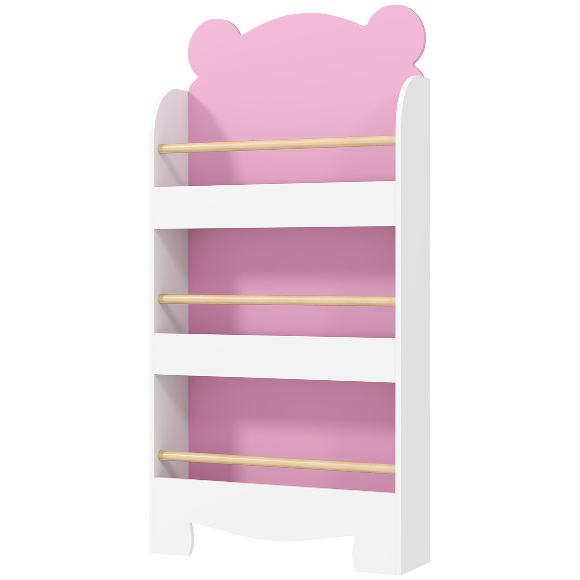 Dreistöckiges Kinderregal In Teddybärform Mit Frontblenden, 55 X 15 X 110 Cm, Rosa