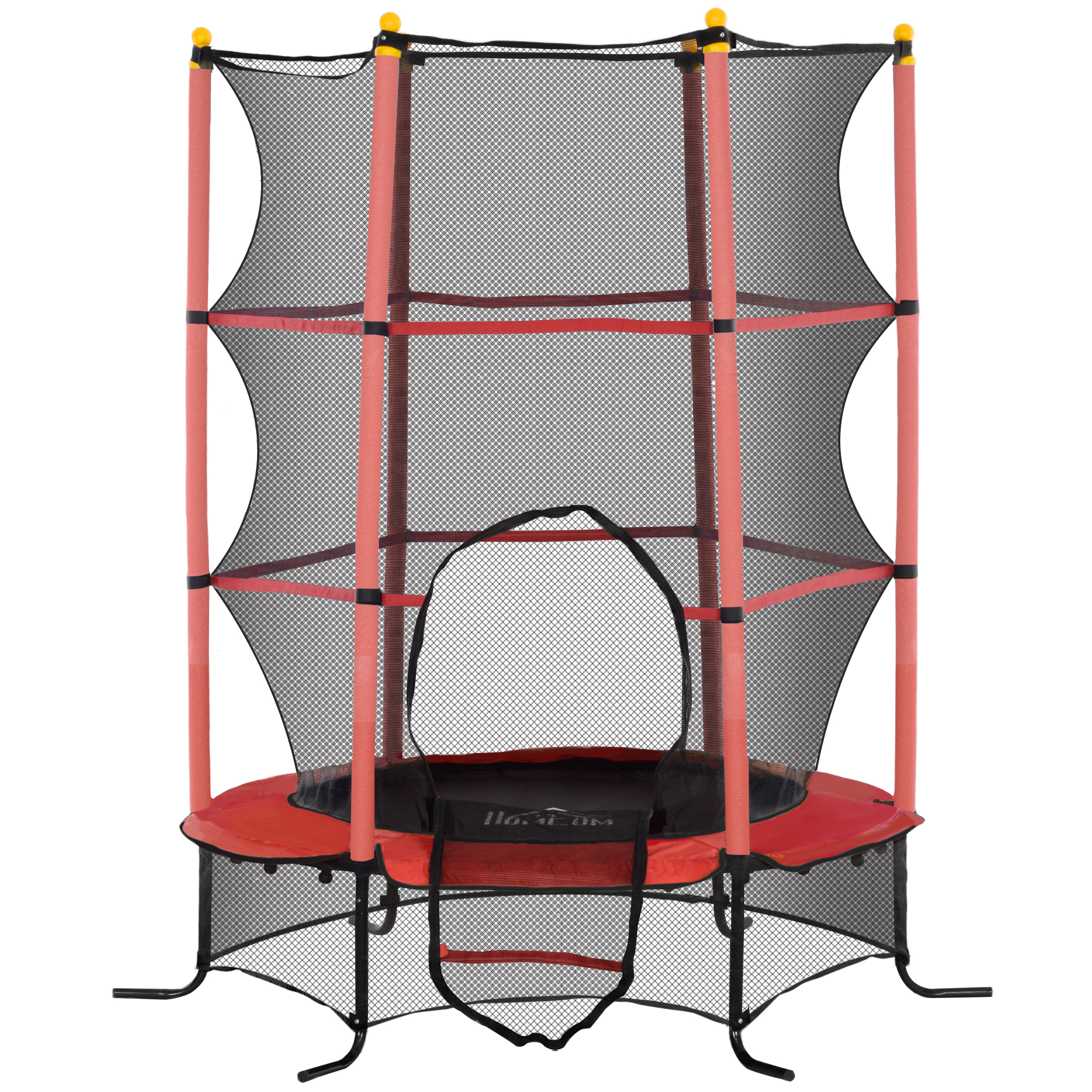 Kindertrampolin Ø 1,6 X 1,9 M Mit Sicherheitsnetz Und Gepolsterten Stangen, Alter 3–10 Jahre, Rot
