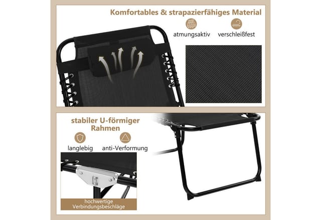 Klappbare Sonnenliege, Gartenliege 5 Stufen Verstellbar, Campingliege Klappbett, Liege Bett Bis 120 Kg Belastbar, Reiseliege Für Pool, Strand - Costway