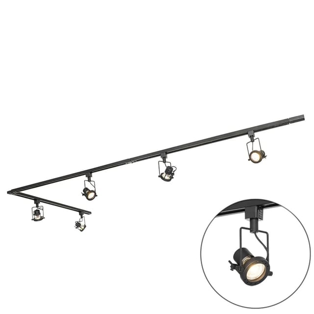 Schienensystem Mit 5 Spots 1-phasig Schwarz - Sulux
