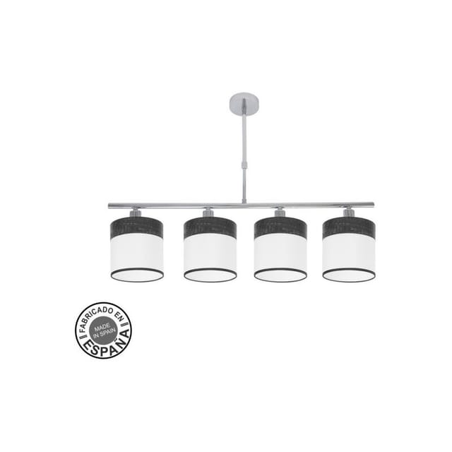 Fabrilamp - Cloe Lampe 4xe14 Chrom/weiß-holz Schwarz Regx75x14 Cm