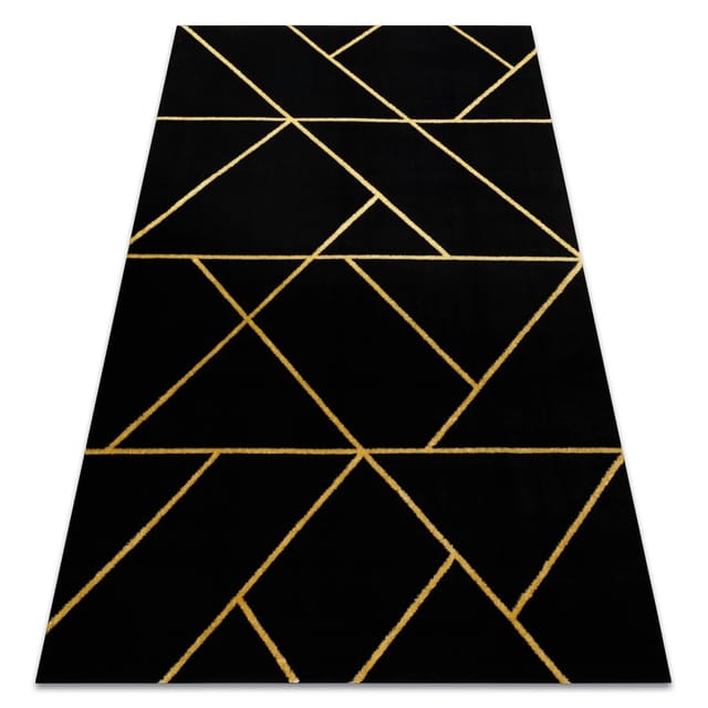 Exklusiv Emerald Teppich 1012 Glamour, Stilvoll Geometrisch Schwarz / Gold Black 160x220 Cm