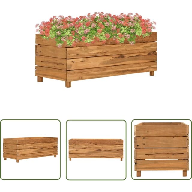 Longziming - The Living Store Hochbeet 100x40x38 Cm Teak Altholz Und Stahl - Hochbeet - Teakholz - Gartendekoration - Blumenerde - Pflanzenbehälter