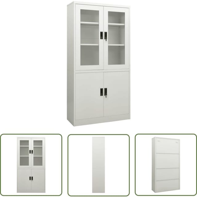 The Living Store Büroschrank Hellgrau 90x40x180 Cm Stahl - Aktenschrank - Büroorganisation - Stauraum - Schreibtischschrank - Metallregal