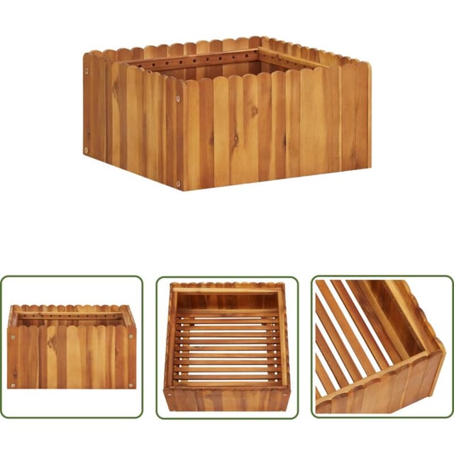 Longziming - The Living Store Garten-hochbeet 50 X 50 X 25 Cm Massivholz Akazie - Holz Hochbeet - Gartengefäß - Blumenerde - Balkonpflanzen - Terrasse