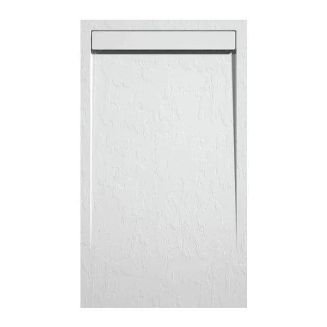 Mineralguss-duschwanne Extra Flach Clever Schieferoptik Weiß 80x130 Cm