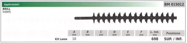 Unter-/obermesser Brill 540hs Heckenschere 015012