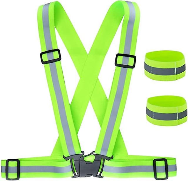 Sicherheitsweste + Reflektierende Sicherheitsarmbänder, Verstellbare Elastische Reflektierende Sicherheitsweste Zum Laufen, Radfahren Und Motorradfahren