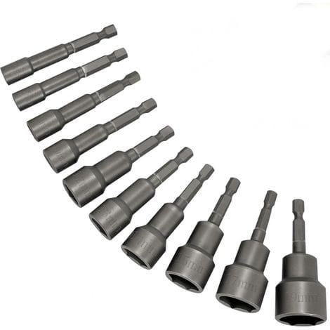 10-teiliges Schlagschrauber-steckschlüssel-set, Magnetischer Sechskant-schraubendreheradapter Mit Magnetischem Bit 6/7/8/10/12/13/14/15/17/19 Mm, Für Elektrische Handbohrmaschinen Und Lithium-ionen-bo