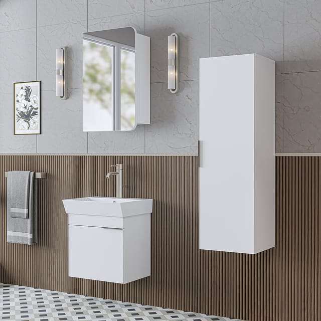 Roomart Lycia-50 Badmöbel Set 4-teilig 50 Cm Weiß