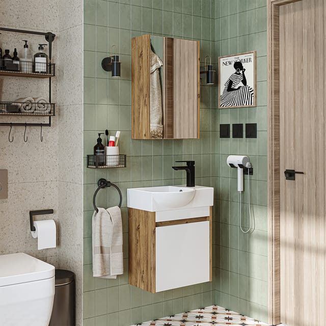 Roomart Leo Badmöbel Set 3-teilig 46.5 Cm Weiß-eiche