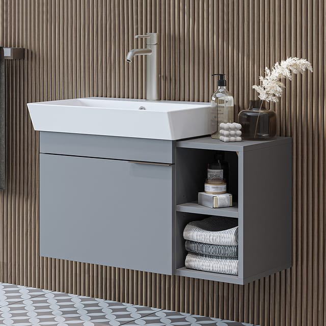 Roomart Lycia-82 Badmöbel Set 2-teilig 50 Cm Grau