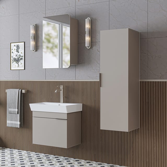 Roomart Lycia-60 Badmöbel Set 4-teilig 59 Cm Beige