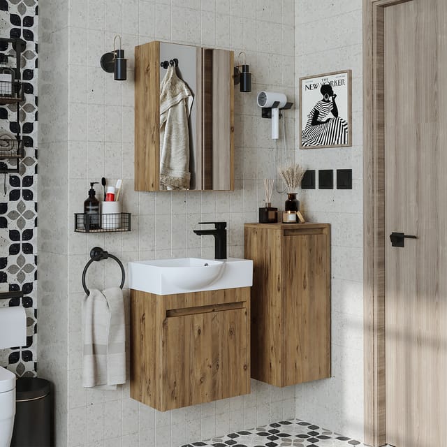Roomart Leo Badmöbel Set 4-teilig 46.5 Cm Eiche