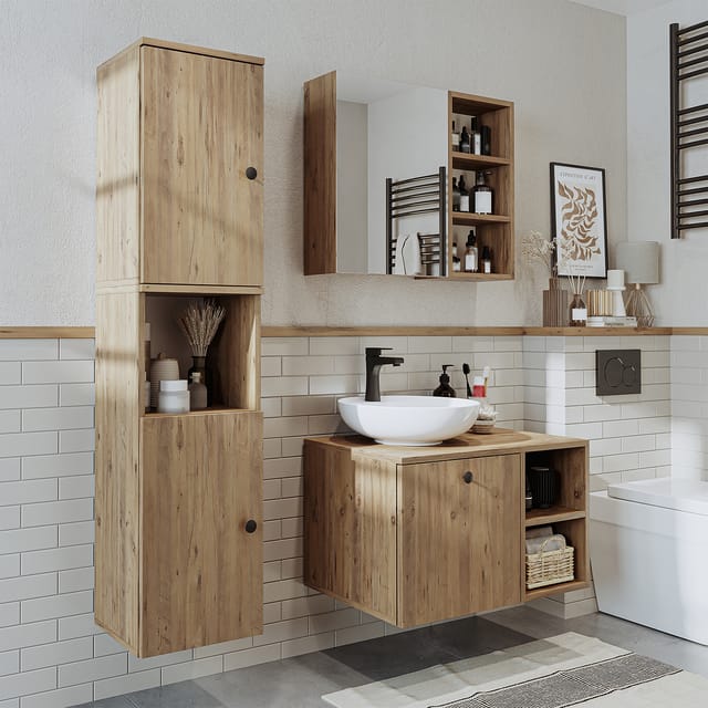 Roomart Lotus-i-75 Badmöbel Set 4-teilig 75 Cm Eiche