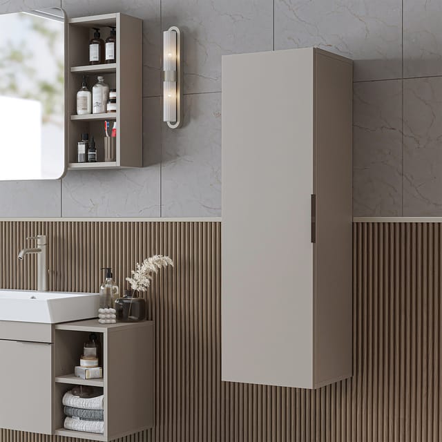 Roomart Lycia-72 Badmöbel Hochschrank 35 Cm Beige