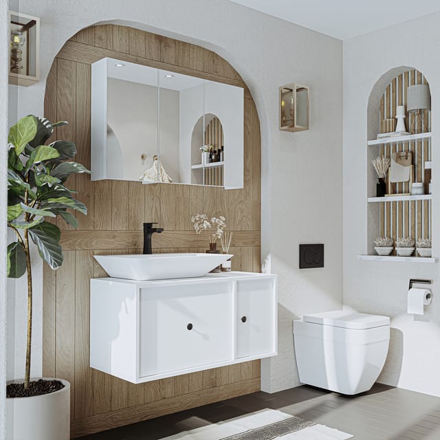 Roomart Gusto-ii-90 Badmöbel Set 3-teilig 90 Cm Weiß