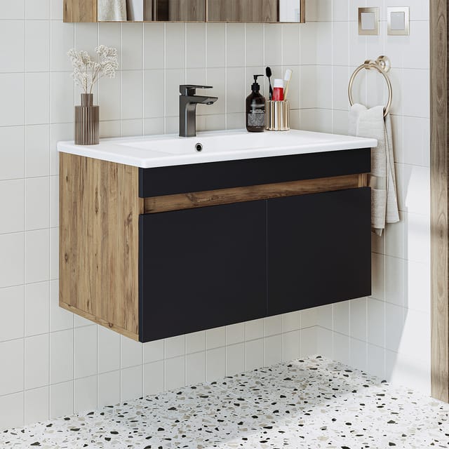 Roomart Atria-85 Badmöbel Set 2-teilig 85 Cm Anthrazit-eiche