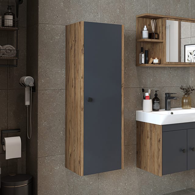 Roomart Ada Badmöbel Seitenschrank 35 Cm Anthrazit-eiche