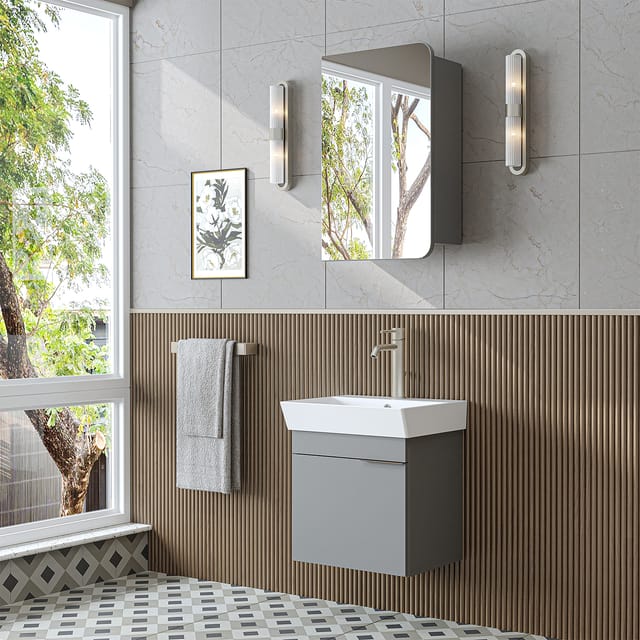 Roomart Lycia-50 Badmöbel Set 3-teilig 50 Cm Grau