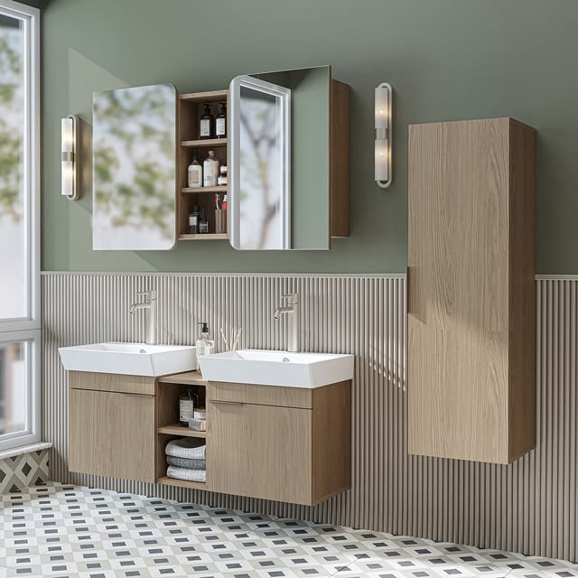 Roomart Lycia-120 Badmöbel Set 4-teilig 121 Cm Eiche(hell)