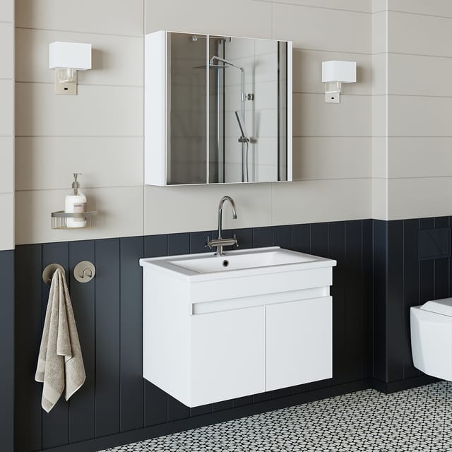 Roomart Atria-65 Badmöbel Set 3-teilig 65 Cm Weiß